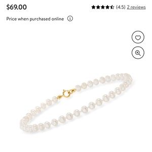 RS Pure by Ross-Simons 4-4.5 mm Cultured Pearl Bracelet w/ 14kt Yellow Gold